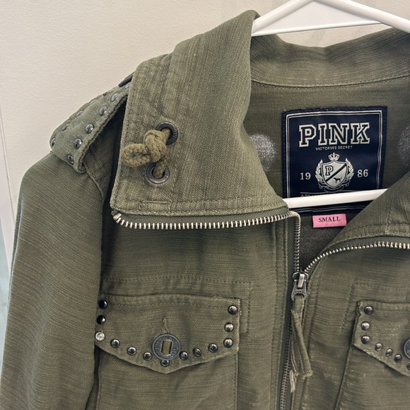 PINK Green Military Style Jacket - Picture 3 of 4